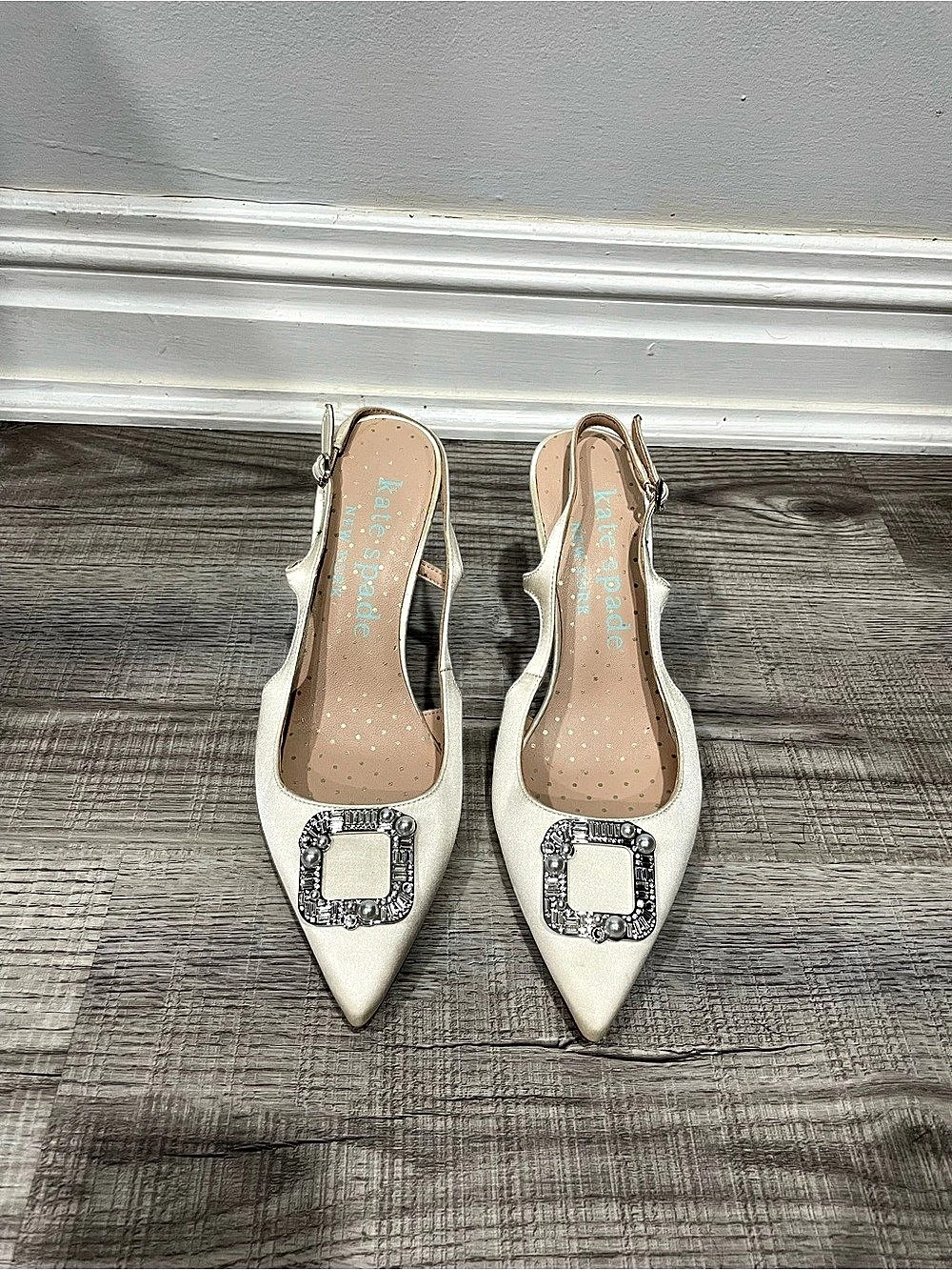 Kate Spade Happily Slingback Pumps Pointed-Toe Slingback Heels in White US 9.5B